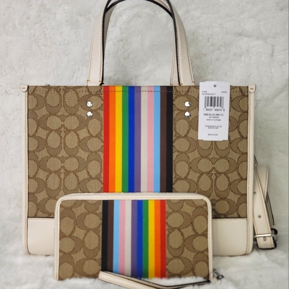 3 PCS COACH SET Handbag Purse Bag Shoulder Bag Wallet Wallet Charm NWT Matching - Picture 13 of 15